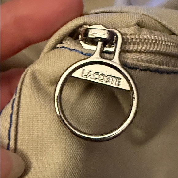 Lacoste Light Beige Nylon Tote with Brown Leather Handles - Picture 10 of 16